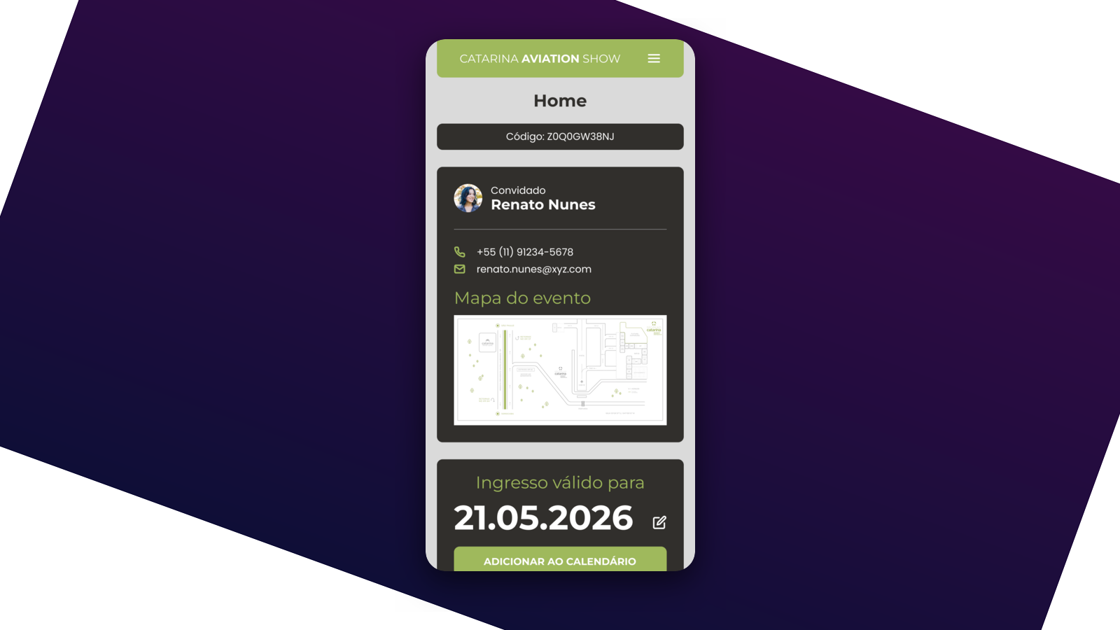Convite tokenizado com QR
