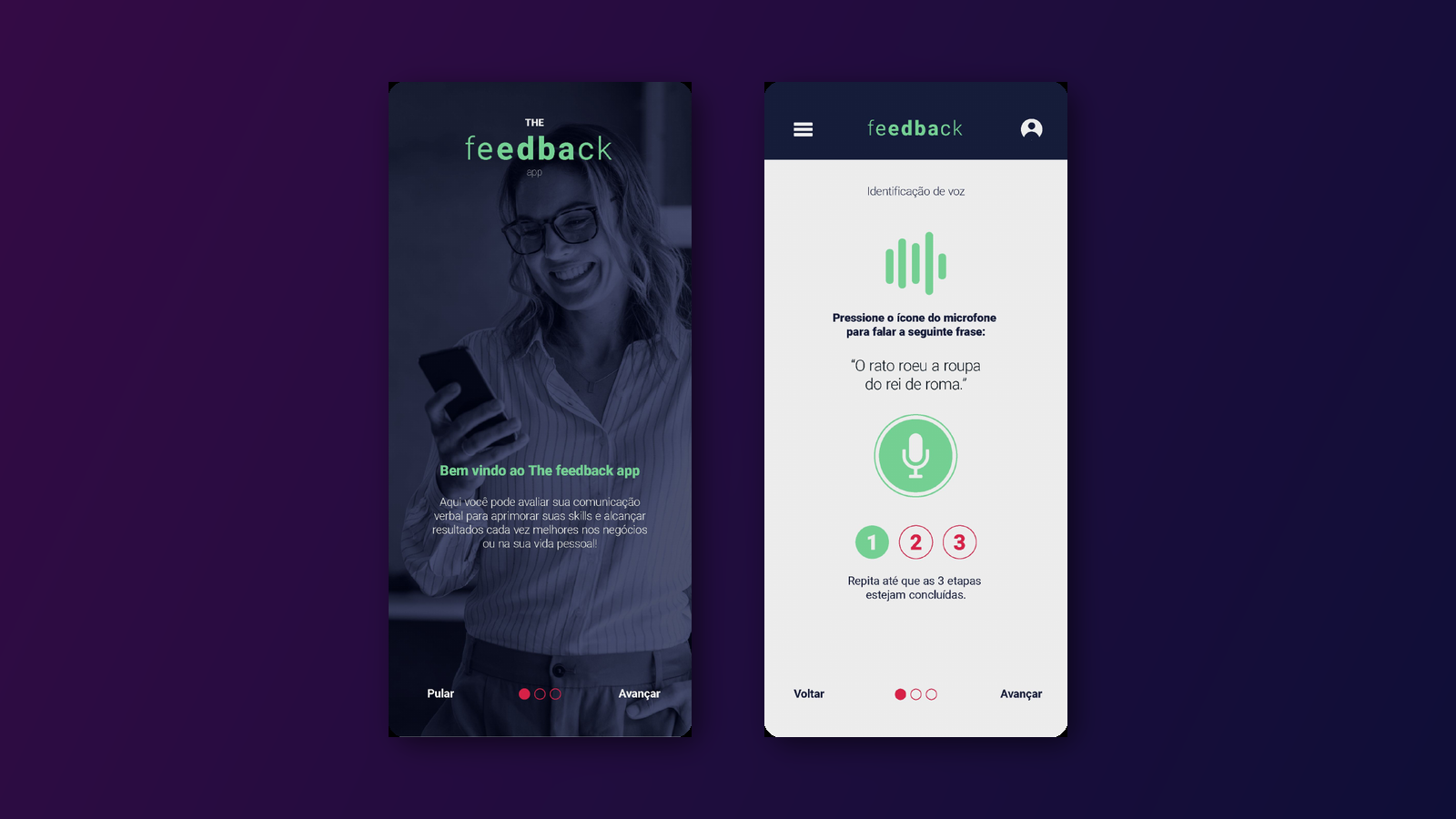 The Feedback App — onboarding e identificação de voz