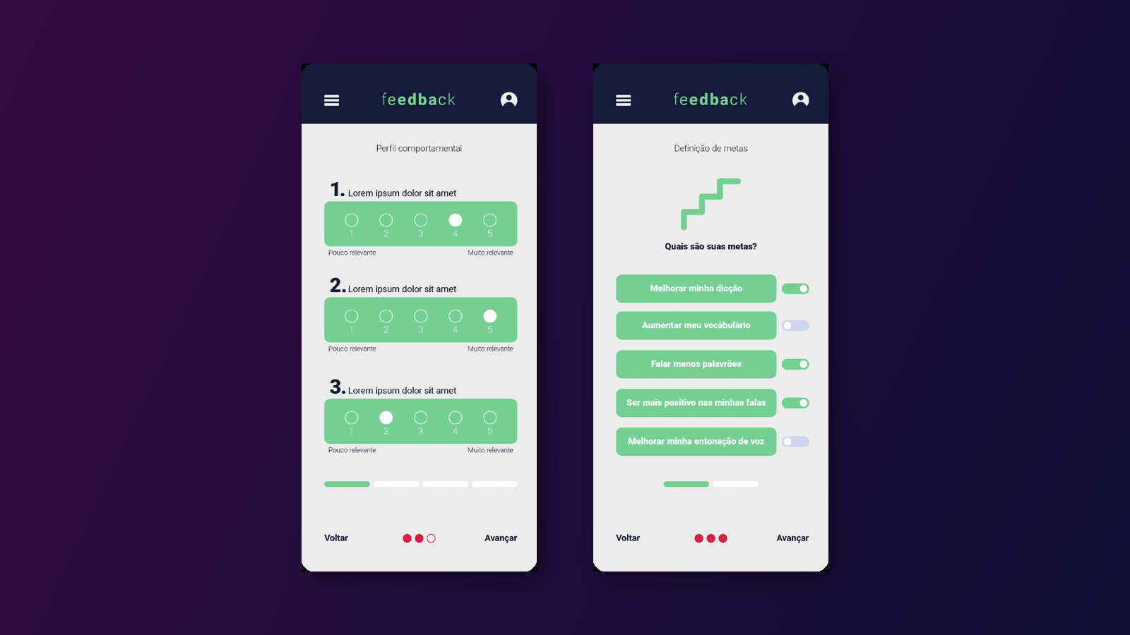The Feedback App — perfil comportamental e metas